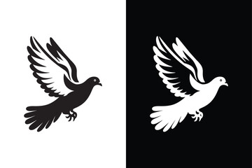 Pigeon vector style with black and white background.