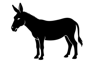 : Beautiful donkey silhouette black vector art illustration 