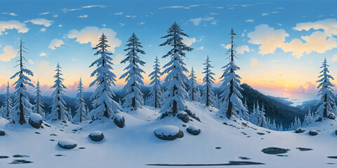 HDRI Stylized Cartoon Landscape Equirectangular Panorama 47