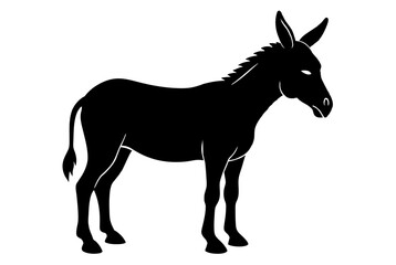 : Beautiful donkey silhouette black vector art illustration 