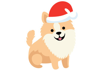 Christmas dog with santa hat