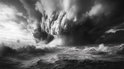 A Stormy Seascape with a Towering Cloud Formation
