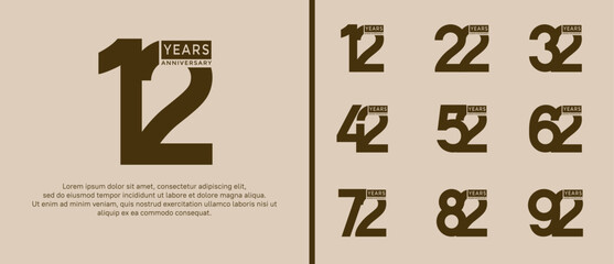anniversary logo style set with brown color can be use for celebration moment