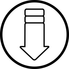 Down arrow vector icon. scroll illustration sign. Animation of arrow bouncing as it slide down. Graphic Line design element pictogram Suitable for app and websites isolated on transparent background.