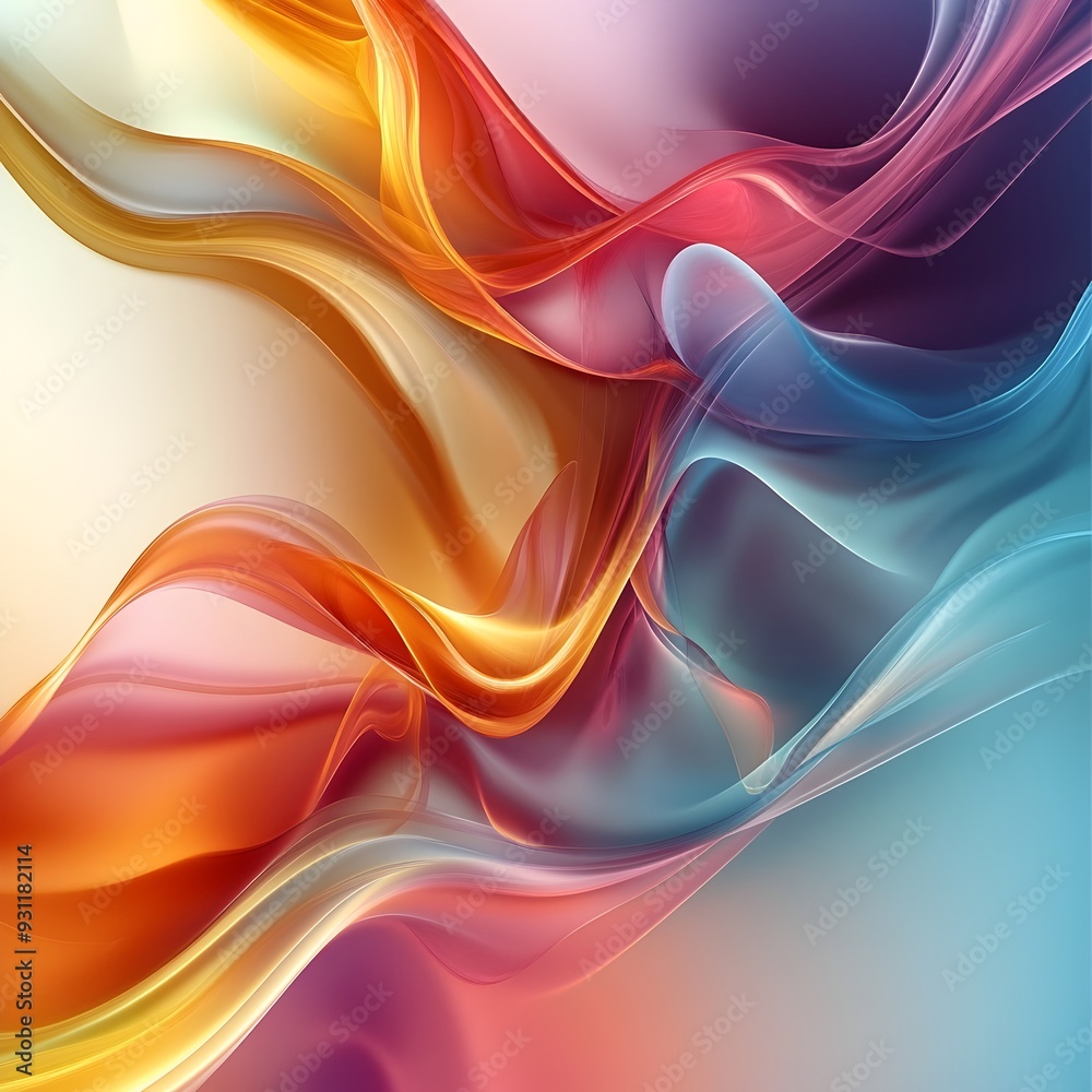 Aufkleber vibrant and dynamic abstract image featuring flowing waves of color and smooth gradients creating a 