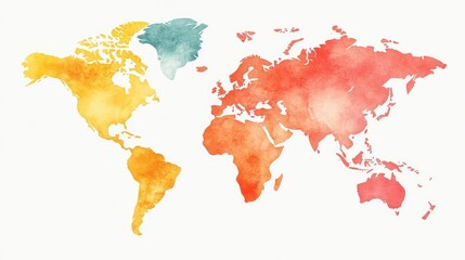 Cryptocurrency coins, global funds distribution, digital economy map, watercolor style