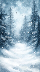 Obraz premium Snowflakes Falling on Winter Snowdrifts