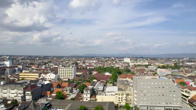 Aerial view of Jogyakarta City. Central Java, Indonesia, Jogjakarta