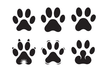 Black Paw print icon isolated on transparent background. Dog or cat paw print. Animal track. Vector Illustration