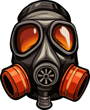 gas mask orange eyes black clip art preview