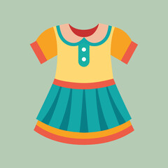 Children's girl clothes single vector