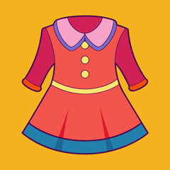 Children's girl clothes single vector