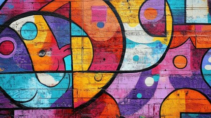 Obraz premium Abstract colorful graffiti on a brick wall.