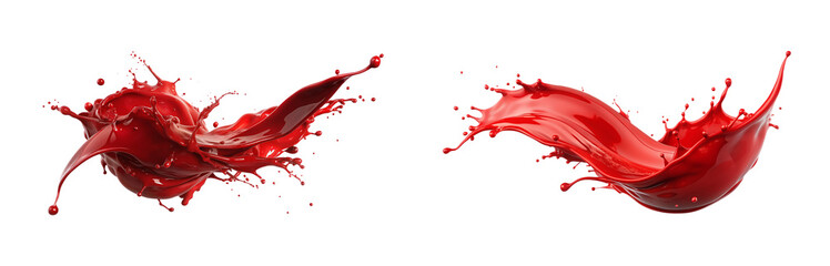 Dynamic Splash of Red Liquid Cut Out with Clipping Path