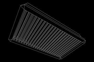 Car engine air filter. Auto spare part. Car care service maintenance. Wireframe low poly mesh vector illustration.