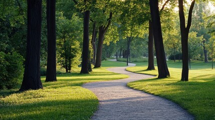 Serene Pathway Through a Summer Forest