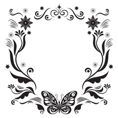 Floral Filigree swirly ornate frame, the elegance beautiful botanical decorative border on the theme of nature , place for text	

