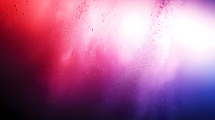 Abstract colorful gradient with water droplets and mist effect.