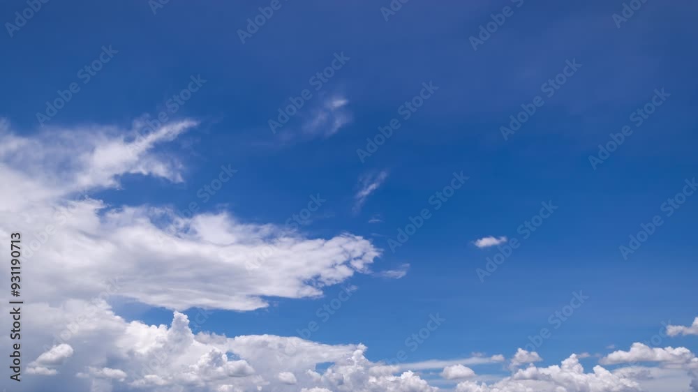 Wall mural captivating timelapse stock video of clear blue skies,panoramic view of clear blue sky and clouds, b