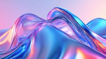 Fototapeta premium Abstract iridescent holographic background with blue, pink and purple color gradient.