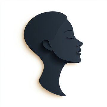 recommend clip art: Elegant silhouette of a woman's profile in black, highlighting facial features and contours against a light background.