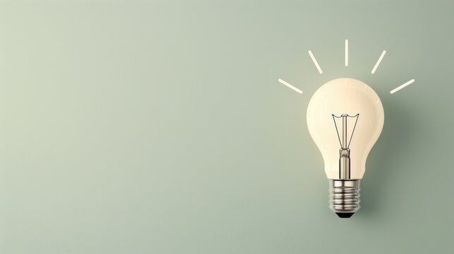 A minimalist composition featuring a single gray lightbulb against a soft gray background, with ample copy space for adding text or graphics. The image conveys simplicity and innovation, ideal for