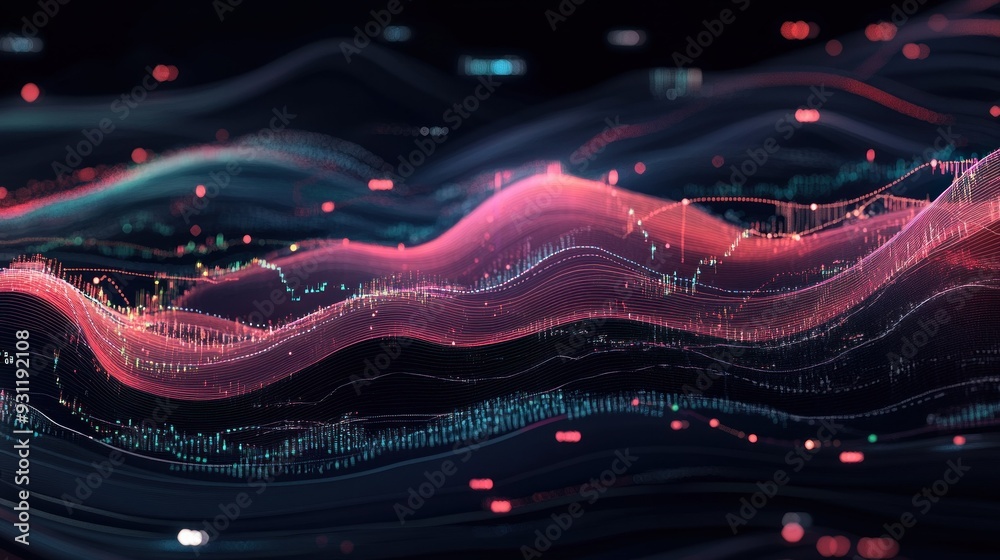 Poster Abstract Data Visualization with Wavy Lines and Colored Lights