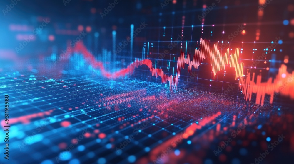 Poster Abstract Digital Data Visualization with Red and Blue Lines on a Grid