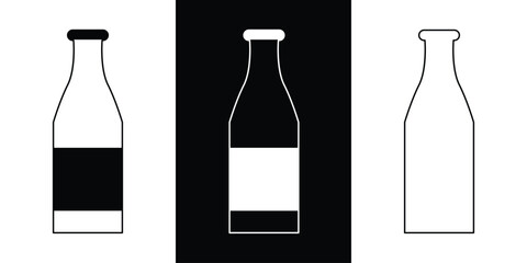 Wine bottle types vector illustrations set. Alcohol glasses abstract silhouette collection. Glass bottle types isolated. Minimal color flat line outline stroke icon set in eps 10.