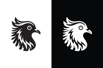 Pigeon head vector with black and white background.