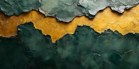 Obraz premium Abstract Forest Green and Ochre Spray Paint on Concrete Wall, generative ai