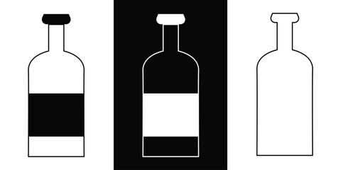 Wine bottle types vector illustrations set. Alcohol glasses abstract silhouette collection. Glass bottle types isolated. Minimal color flat line outline stroke icon set in eps 10.