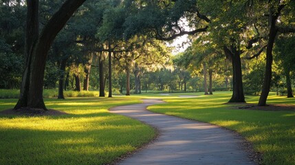 Obraz premium Serene Pathway through a Lush Canopy of Trees