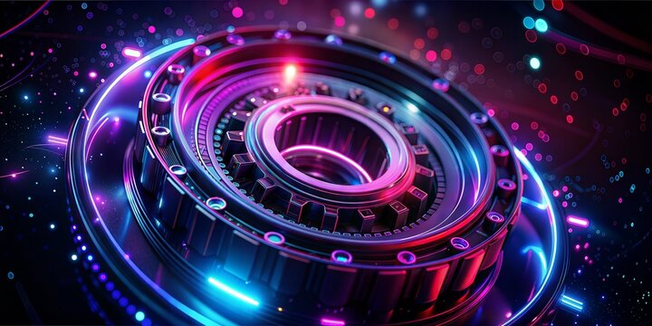 Holographic gear and bearing assembly, advanced engineering, futuristic design, sleek interface, no text, no logo