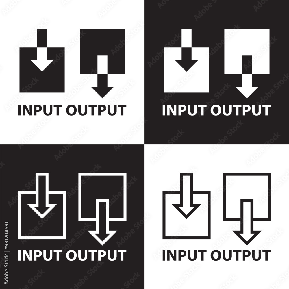 Poster input output icon isolated on white and black background. vector illustration . eps 10