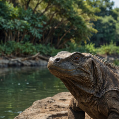 Obraz premium Komodo dragon in the river