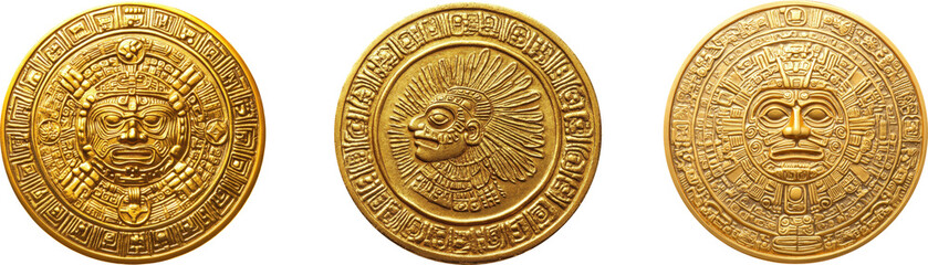 Aztec pirate gold coin sticker transparent background PNG clipart