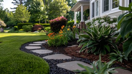 Obraz premium Blooming flowers in a serene garden