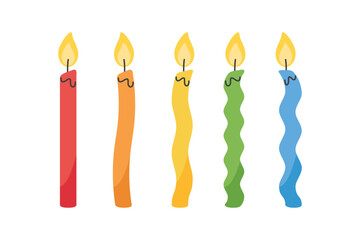 Set of colorful candles illustration. 