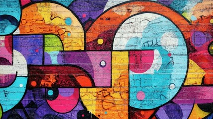 Obraz premium A close-up of a brick wall with colorful graffiti.