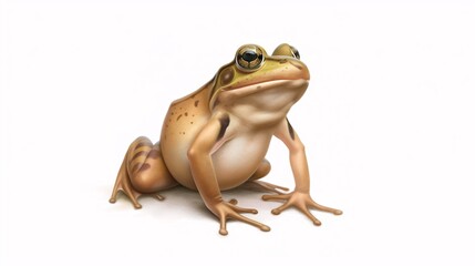 Froggy Portrait: A captivating close-up of a plump, green frog, showcasing its detailed texture and curious expression. This realistic illustration captures the beauty of nature, perfect for education