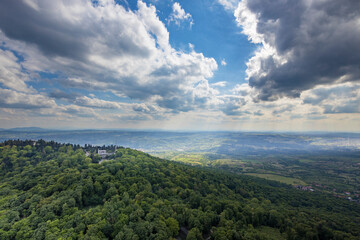 A beautiful mountain view with a cloudy sky