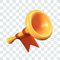 Realistic trumpet for game design. Musical wind instrument for sound notification