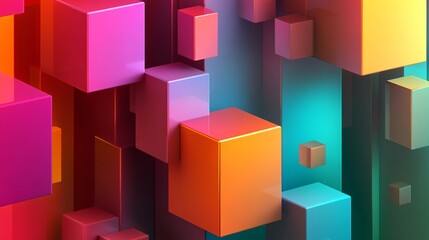 Obraz premium Geometric 3D background, abstract shapes in 3D with a gradient background, representing modern digital art