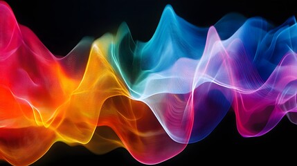 Fototapeta premium Colorful waveforms representing abstract data patterns in motion