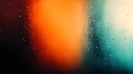 Abstract gradient of orange and teal with a textured appearance.