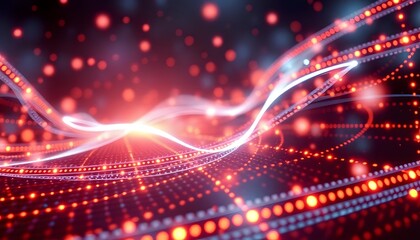 Obraz premium Glowing orange and yellow lights with a blurred background, creating a warm and festive atmosphere