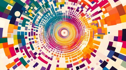 Circular data patterns in bright colors forming a dynamic design