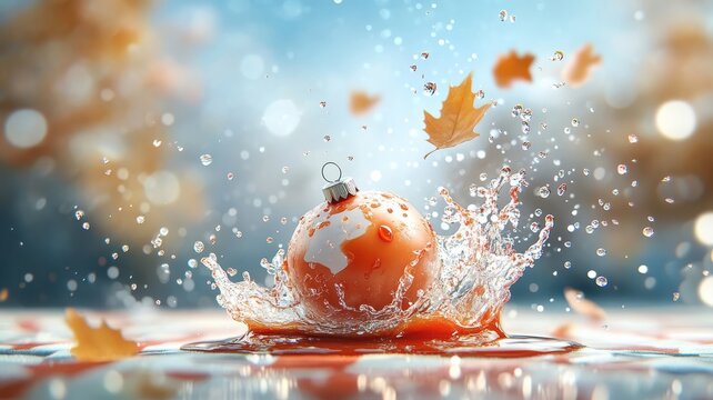 A playful and vibrant scene capturing the joy of a messy picnic, with a ketchup explosion and a sparkling bauble adding a touch of whimsy.