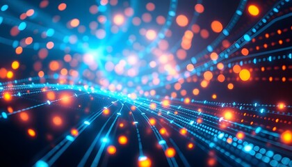 Fototapeta premium Glowing orange and yellow lights with a blurred background, creating a warm and festive atmosphere